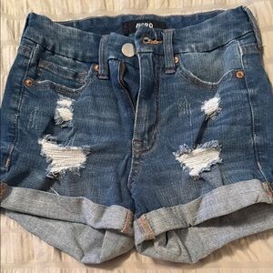 Aero Denim Blue Distressed Women's Shorts